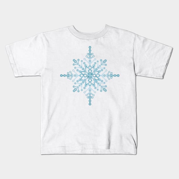 a blue snow crystal Kids T-Shirt by Kisho